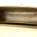 Patent Metallic Crumpled Calfskin Chevron Quilted Mini Square Flap Gold