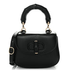 Boarded Dyana Lux Calfskin Web Monochrome Mini Bamboo 1947 Top Handle Bag Black