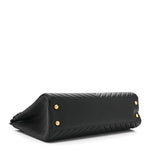 Shiny Sheepskin Chevron Quilted Collar and Tie Flap Black