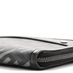 Coated Canvas La Greca Signature  Black Gray