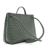 Nappa Intrecciato Medium Andiamo Shoulder Bag Aloe