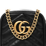 Calfskin Matelasse Mini GG Marmont Crossbody Bag Black