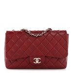Caviar Quilted Jumbo Double Flap Dark Red