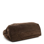 Suede Calfskin Lambskin Quilted Large Maxi Hobo Dark Brown