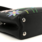 LV X YK Taurillon Inlaid Kusama Flowers Capucines BB Black