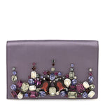 Satin Raso Crystal Embellished Clutch Mirtillo