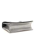 Metallic Patent Micro-Cannage Medium Diorama Flap Bag Silver