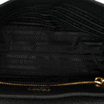 Vitello Daino Soft Flap Shoulder Bag Black