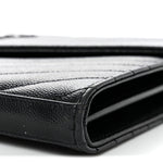 Grain De Poudre Matelasse Chevron Monogram Chain Wallet Black