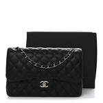 Caviar Quilted Jumbo Double Flap Black