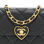 Lambskin Plexiglass Quilted Coco Love Clutch With Chain Black