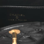 Shiny Aged Calfskin Quilted Mini Nano Kelly Shopper Black