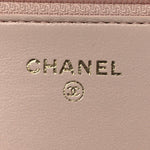 Lambskin Quilted CC Pearl Crush Wallet on Chain WOC Light Pink