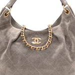 Suede Quilted Large Hobo Dark Grey