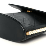 Calfskin Quilted Pearl Small About Pearls Hobo Bag Black