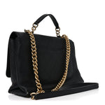 Caviar Diamond Stitched Top Handle Flap Black