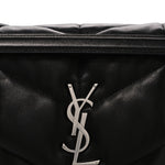 Lambskin Quilted Medium Loulou Puffer Monogram Chain Satchel Black