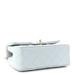 Lambskin Quilted Mini Top Handle Rectangular Flap Light Blue
