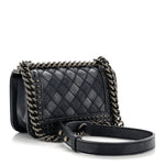 Faded Calfskin Quilted Small Studded Boy Flap Navy