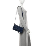 Calfskin Cannage Diamond Medium Lady D-Joy Navy Blue