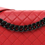 Lambskin Quilted Medium Boy Flap Red