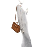 Suede Intrecciato Small Andiamo Shoulder Bag Amber