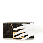 Fabric Jacquard FF 1974 Continental Wallet On Chain Tobacco Moro