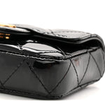 Patent Enamel Quilted Coco Hearts Clutch With Chain Black