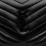 Calfskin Y Quilted Monogram Monochrome Medium Loulou Chain Satchel Black