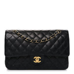 Caviar Quilted Medium Double Flap Black