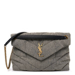 Denim Quilted Medium Loulou Puffer Monogram Chain Satchel Azur