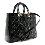 Patent Cannage Large Lady Dior Black
