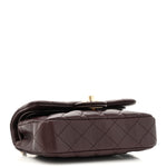 Lambskin Quilted Mini Flap Bag Charm With Hook Dark Brown
