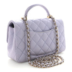 Lambskin Quilted Mini Top Handle Rectangular Flap Light Purple