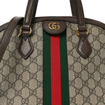 GG Supreme Monogram Web Medium Ophidia Top Handle Dome Bag Brown