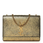 Metallic Calfskin Small Classic Monogram Kate Tassel Satchel Gold