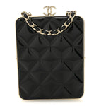 Lambskin Plexi Quilted CC Evening Clutch With Chain Black