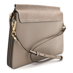 Calfskin Suede Medium Faye Shoulder Bag Motty Grey