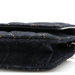 Denim Quilted CC Turnlock Wallet On Chain WOC Dark Blue Orange