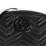 Calfskin Matelasse Monochrome Small GG Marmont Chain Shoulder Bag Black