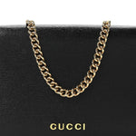 Textured Calfskin Script Logo Wallet On Chain Black