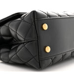 Calfskin Quilted Mini Logo Coco Handle Flap Black