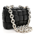 Lambskin Maxi Intreccio Padded Chain Cassette Crossbody Bag Black