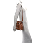 Smooth Shiny Calfskin Bon Bon Bucket Bag Dark Tan