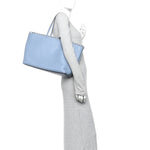 Grained Calfskin Rockstud Shoulder Tote Niagara