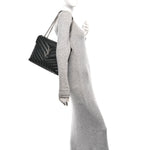 Calfskin Y Quilted Monogram Medium Loulou Chain Satchel Black