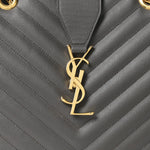Grain De Poudre Matelasse Chevron Monogram Shopping Bag Fog