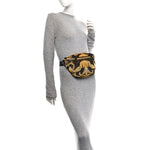 X VERSACE Nylon Cuoio Romano Fendace FF Baroque Belt Bag Black Gold