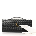 Nappa Intrecciato Long Andiamo Top Handle Clutch Black