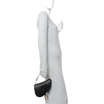 Grained Calfskin Mini Saddle Bag Black